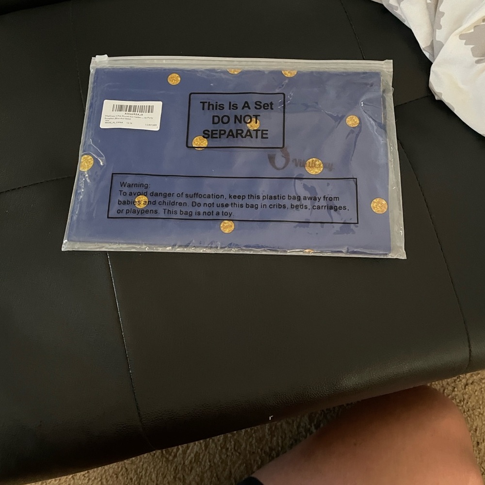 Blue and Gold Polka Dot Table Cover